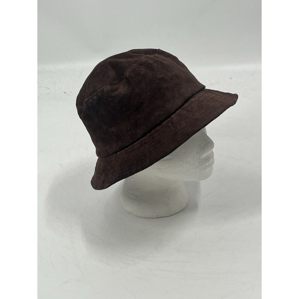 Vtg MIXIT Brown Leather Bucket Hat 90s Y2K Skater Grunge